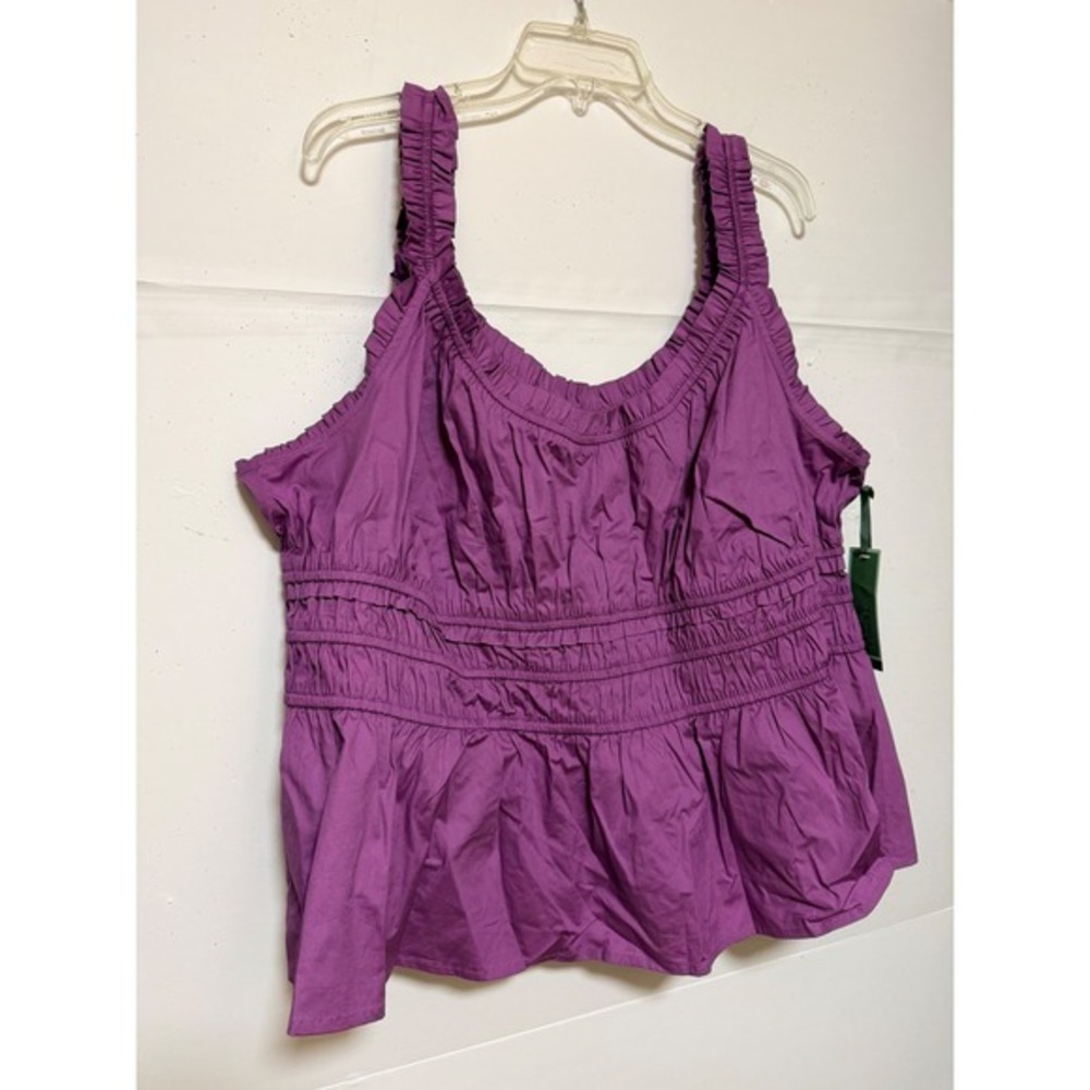 Women Peplum Tank Top 4X Purple Smocked Cotton Boho Business Casual Y2K Cottage - Picture 2 of 11